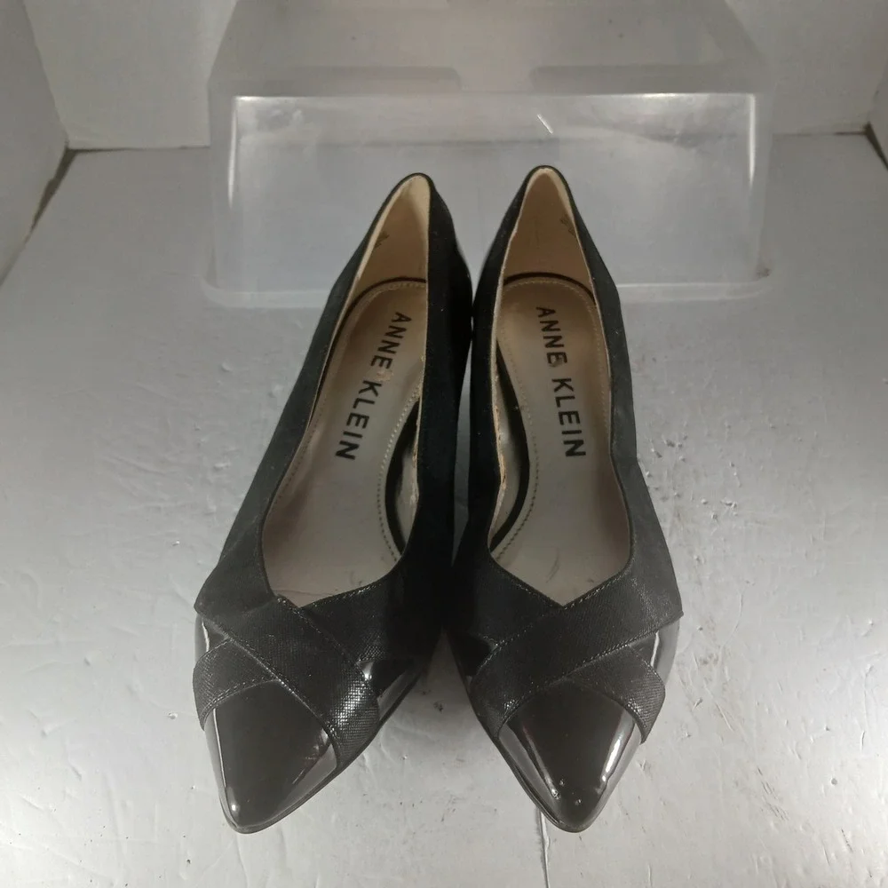 Anne Klein Maddyrose Pumps 9.5M Black Pointed Toe Kitten Heels Office Wear